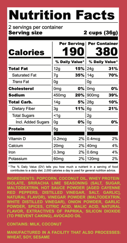 Bunky's Sriracha Lime Protein Popcorn